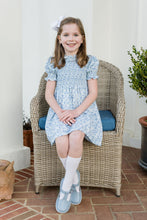 Smocked Dress, Blue & Green Floral BE