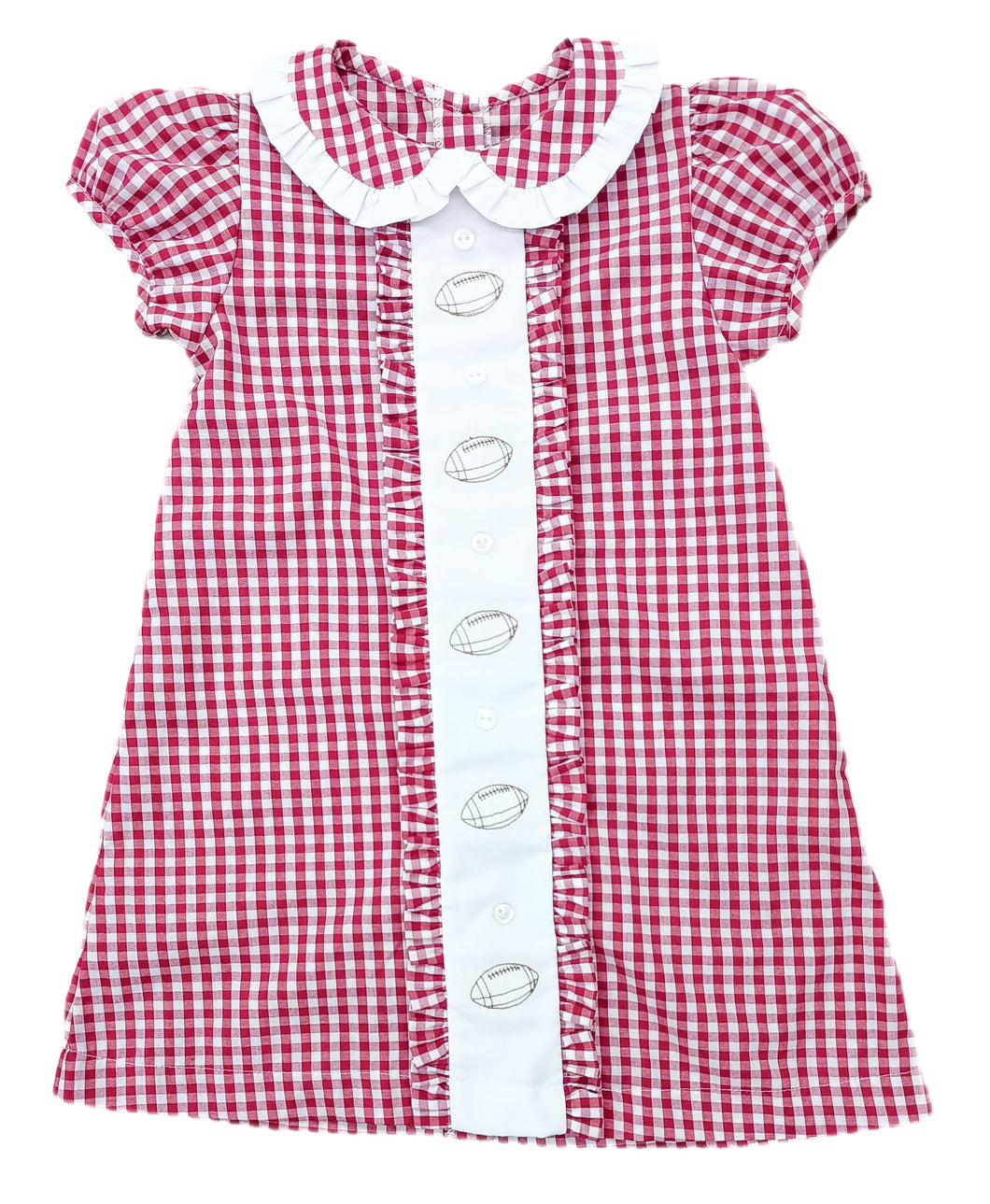 Clare Dress, Red Gingham w/ Footballs - Game On