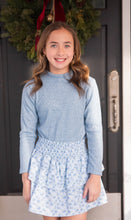 Smocked Skirt, Blue & Green Floral BE