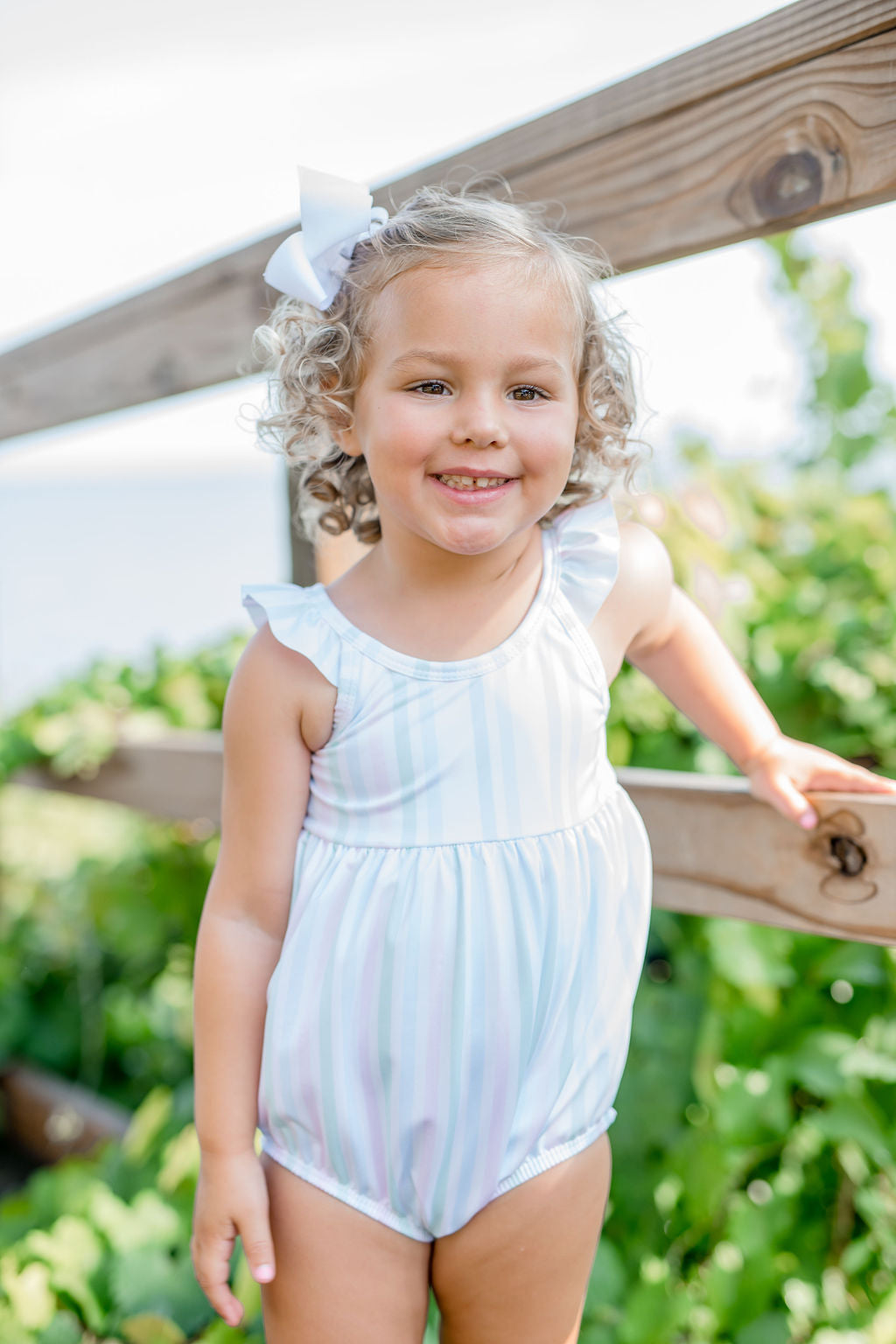Abby Bubble One Piece Swim, Pastel Stripe