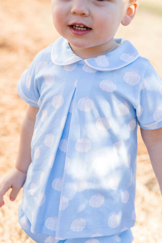 Rory Knit Diaper Set, Blue Pumpkins