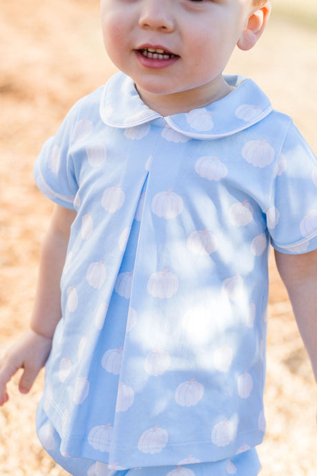 Rory Knit Diaper Set, Blue Pumpkins