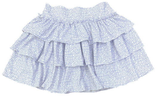 Smocked Skirt, Blue Floral Knit - BE (Ready to Ship)