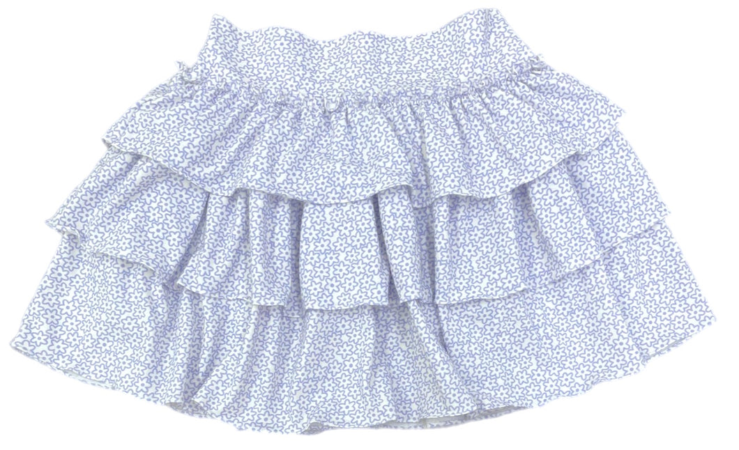 Smocked Skirt, Blue Floral Knit - BE (Ready to Ship)