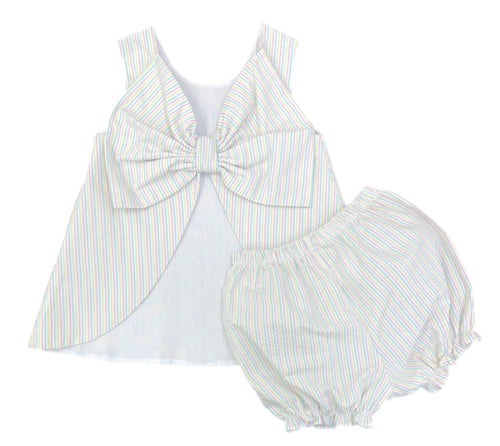 Lottie Bloomer/Banded Short Set, Spring Seersucker Stripe (Ready to Ship)