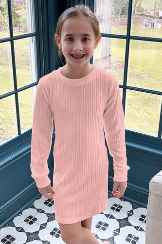 Cable Knit Dress, Pink (Ready to Ship)