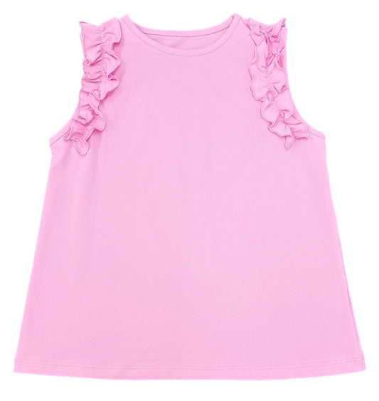 Ruffled Sleeveless Cotton Candy Pink Top BE, Basic (Ready to Ship)