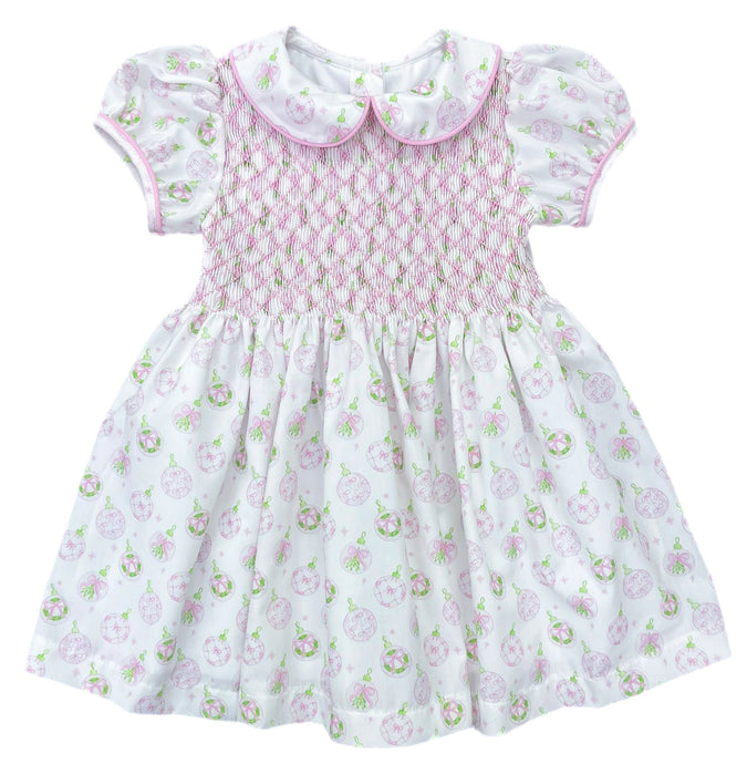 Everly Smocked Dress, Pink Ornaments