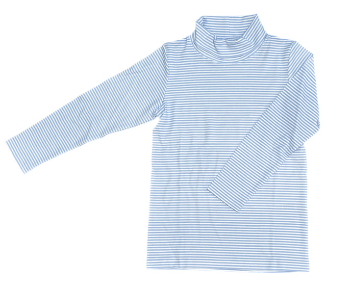 Boys Basics Tripp Turtleneck, Light Blue Stripe