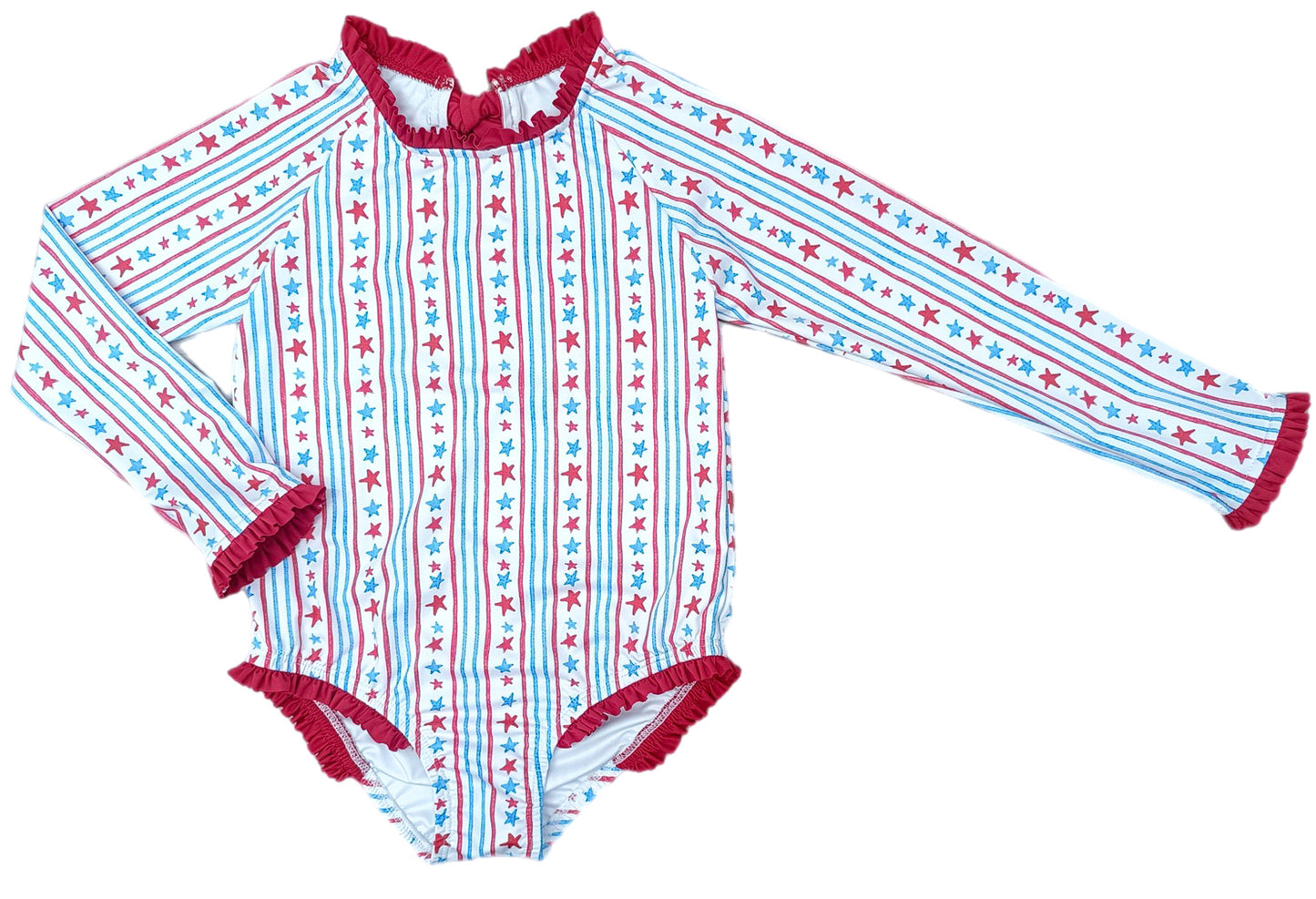Leighton One Piece Rash Guard Swim, Patriotic Stars and Stripes online