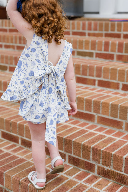 Mae Knit Bloomer/Banded Short Set, Under the Sea (Ready to Ship)