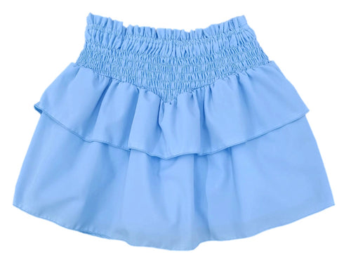 Smocked Woven Skirt BE, Blue (Ready to Ship)