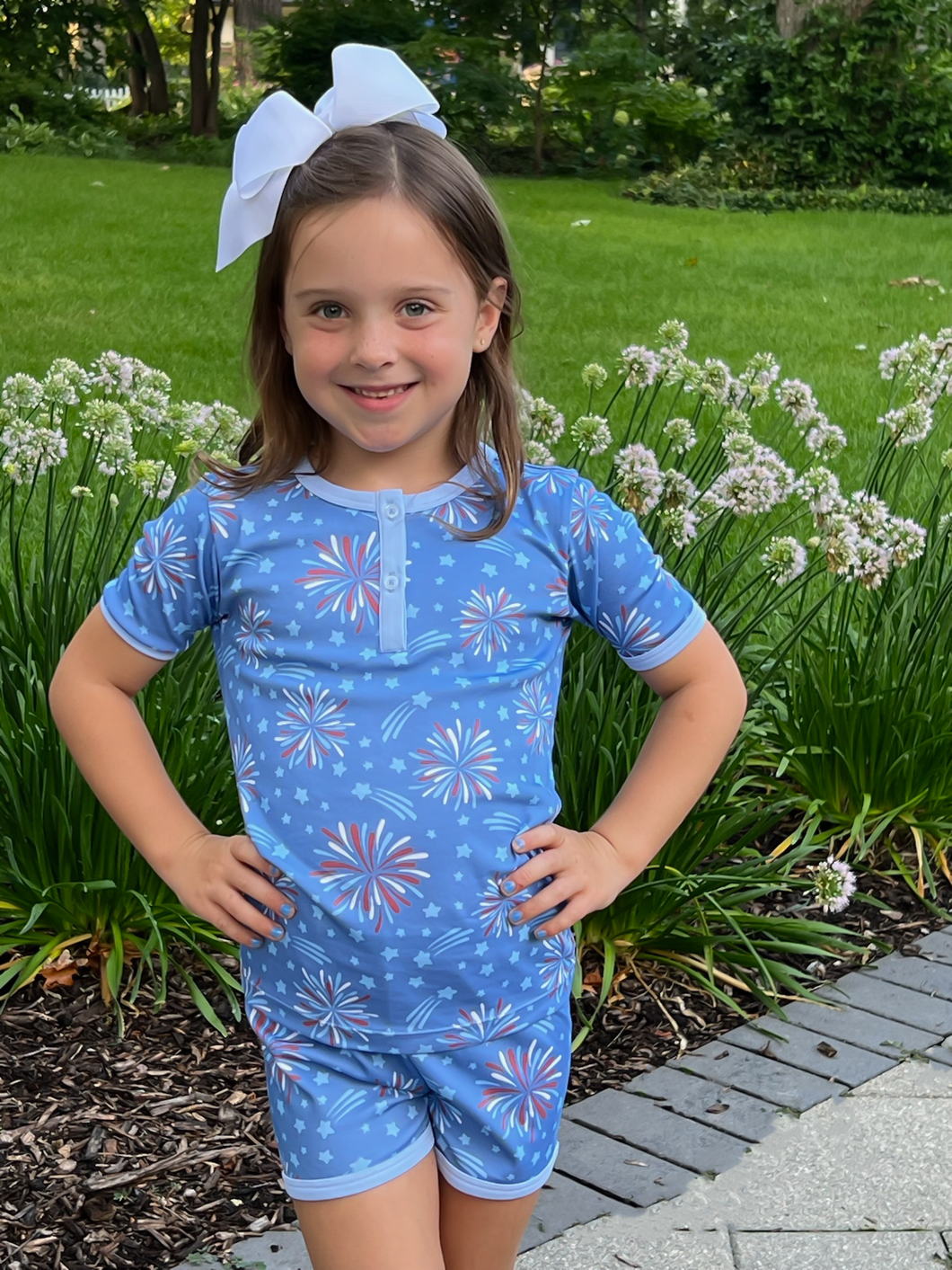 Two Piece Short Jammies, Fireworks Knit Lounge (Ready to Ship)