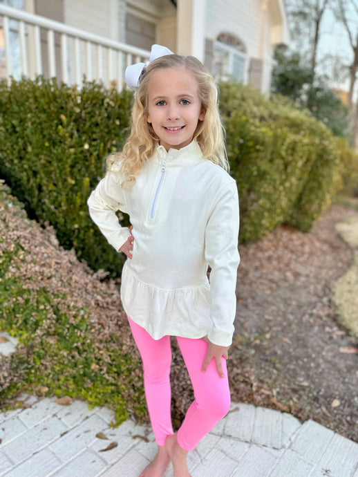 Cream Peplum 1/4 Zip Jacket, Athleisure BE