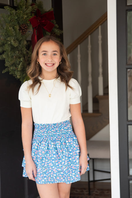 Smocked Skirt, Fall Floral BE