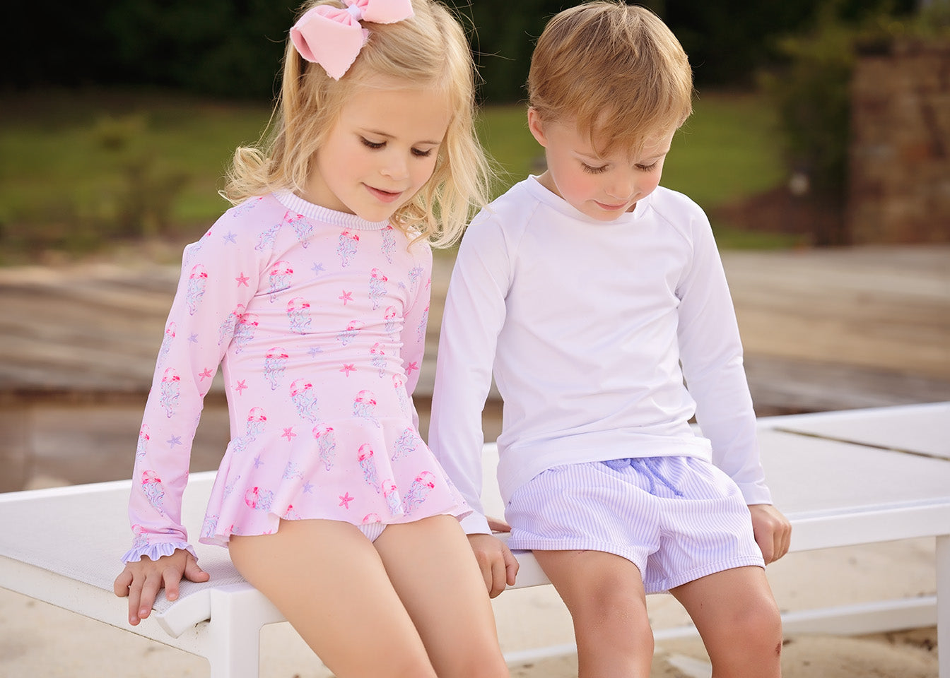 Poppy Peplum Rash Guard Set, Jellyfish