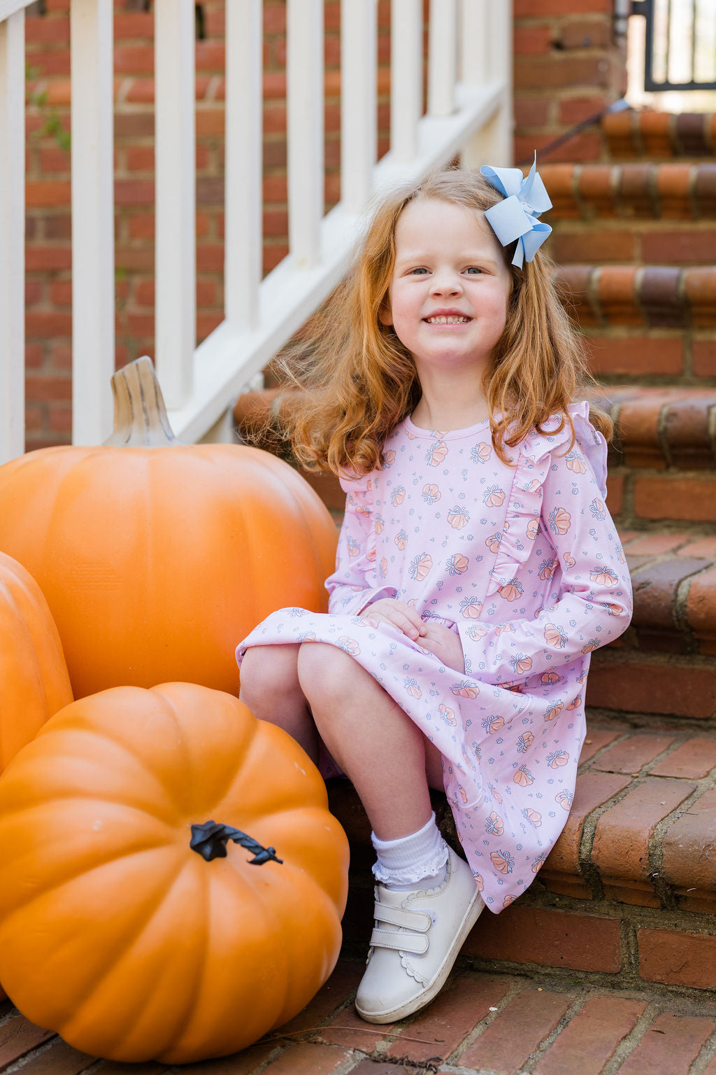 Blue Bows Pumpkin Harper Dress