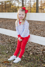 Red Scallop Leggings, Full Bloom