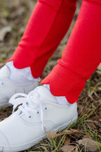 Red Scallop Leggings, Full Bloom