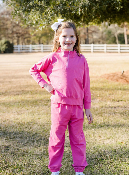 Hot Pink 1/4 Zip Jacket, Athleisure Set BE