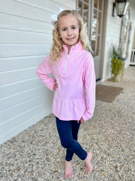 Light Pink Peplum 1/4 Zip Jacket, Athleisure BE