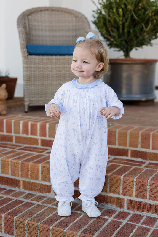 Lila Long Bubble, Blue Bows Knit