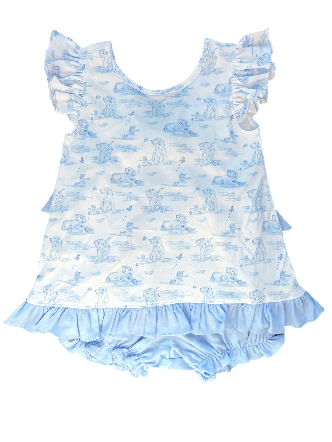 Mae Bloomer Set, Blue Puppy Knit (Ready to Ship)