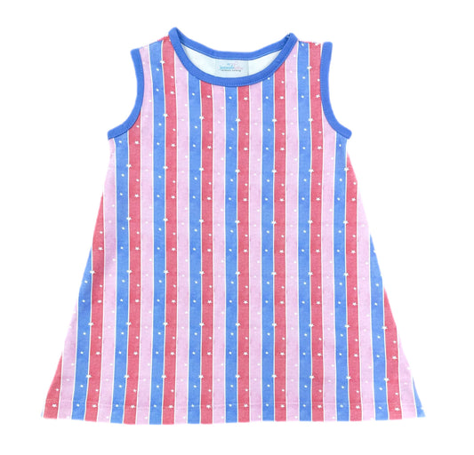 Madison Sleeveless Dress, Patriotic Stripe Knit (Ready to Ship)