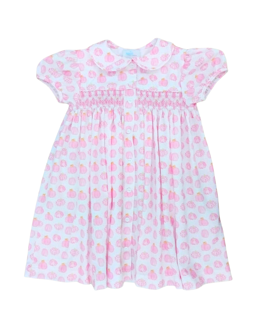 Pink Gingham Pumpkins- Sally Smocked Dress
