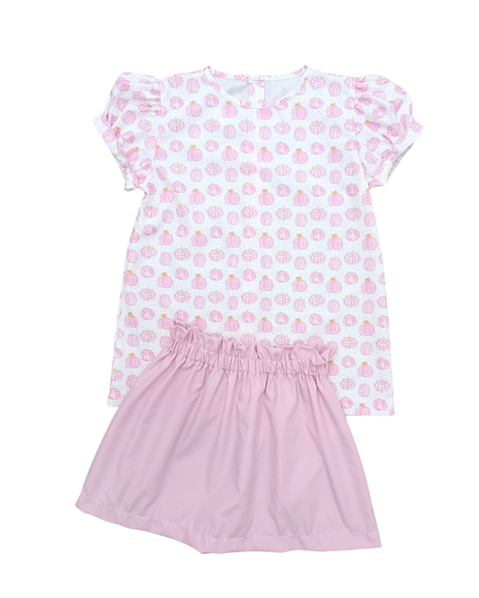 Pink Gingham Pumpkins- Sally Skirt Set