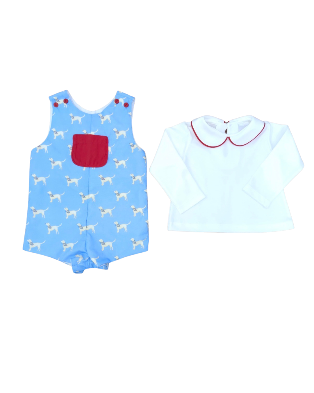 Pawfect Knit- Boys White Shirt with Red Trim