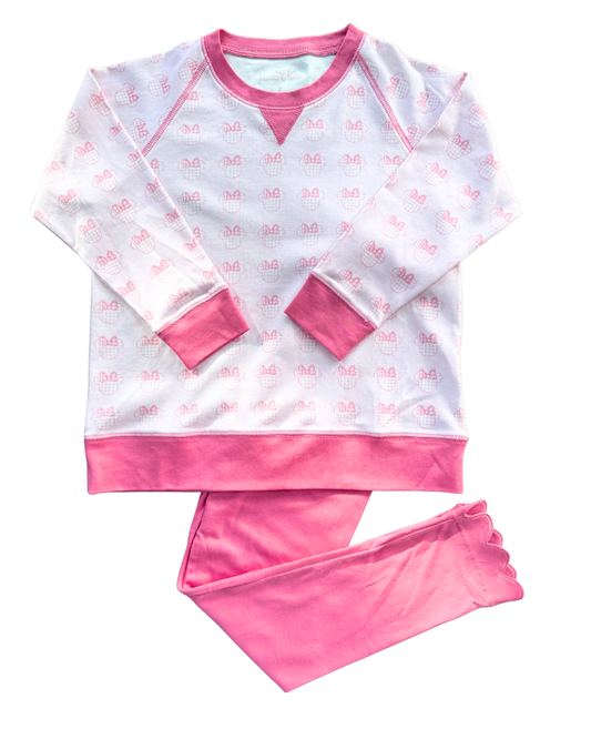 Pink Gingham Mouse- Pink Scallop Leggings