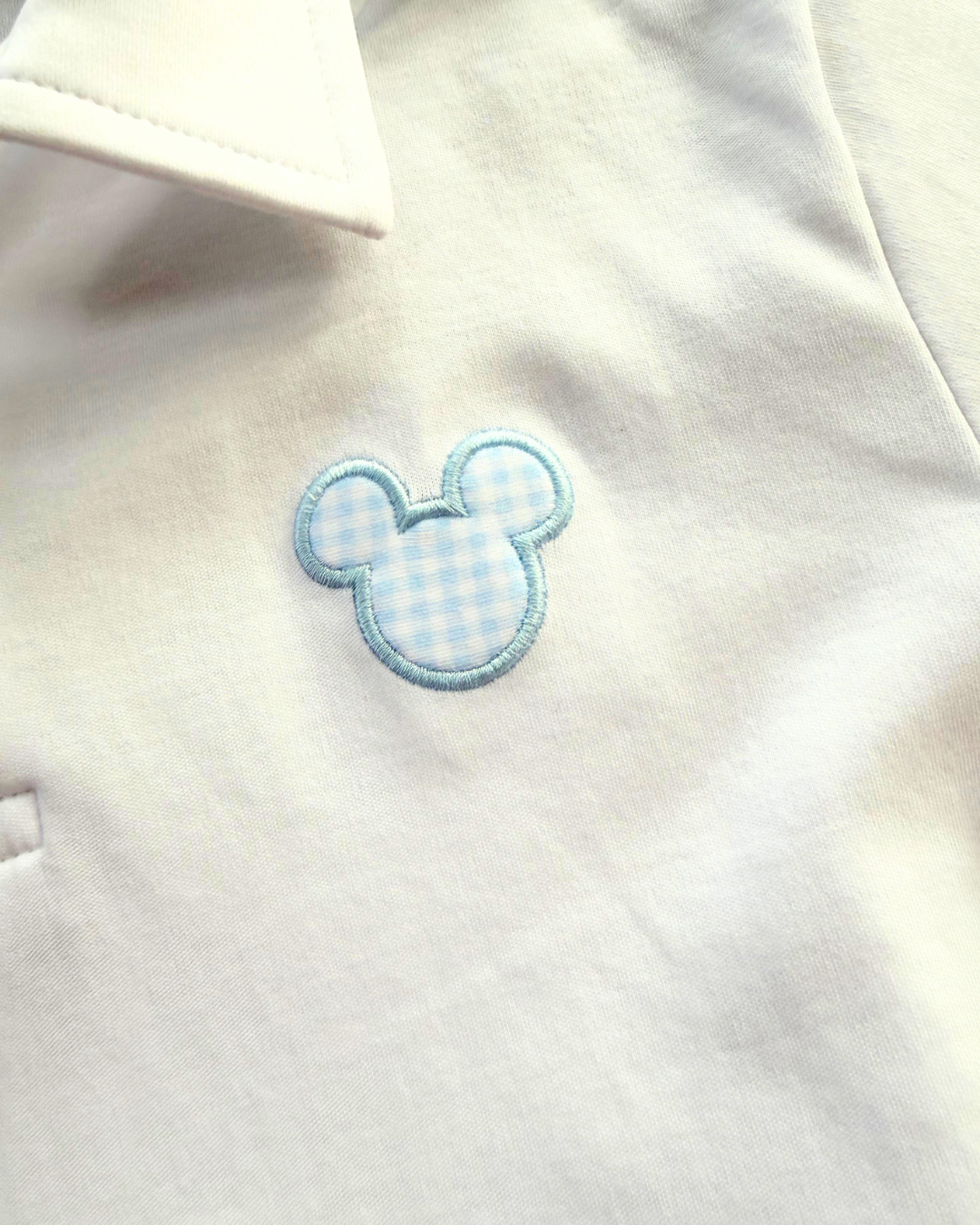 Blue Gingham Mouse Polo Shirt