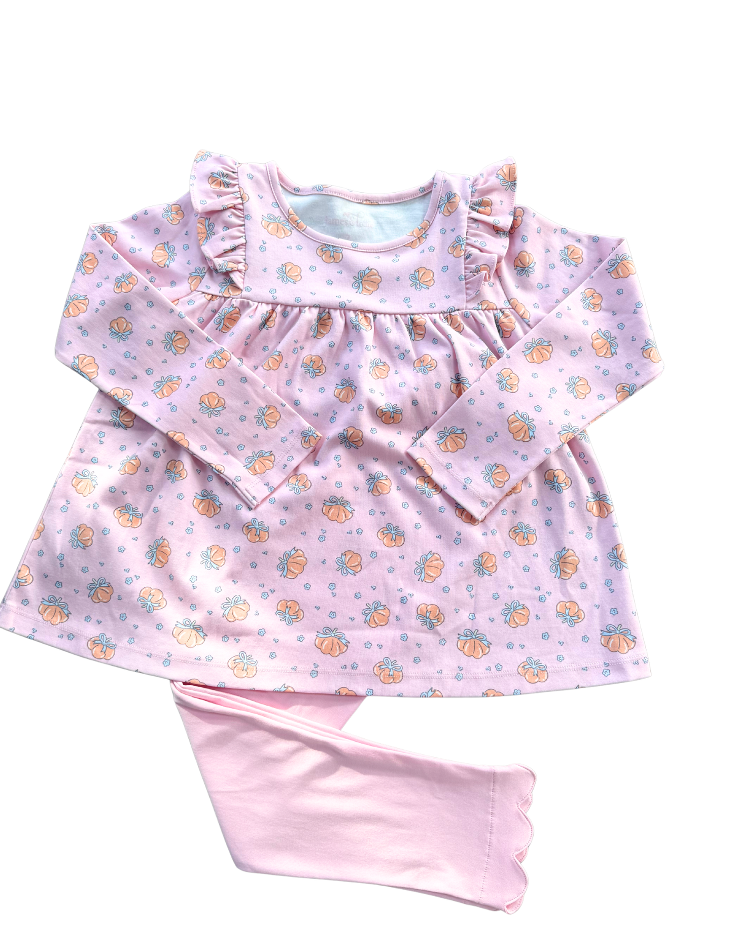 Blue Bows Pumpkin Harper Scallop Legging Set