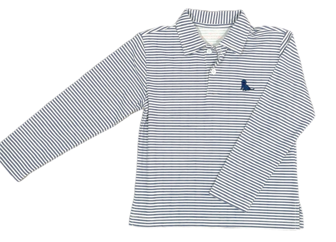 Boys Basics Patton Long Sleeve Polo, Navy & White Stripe