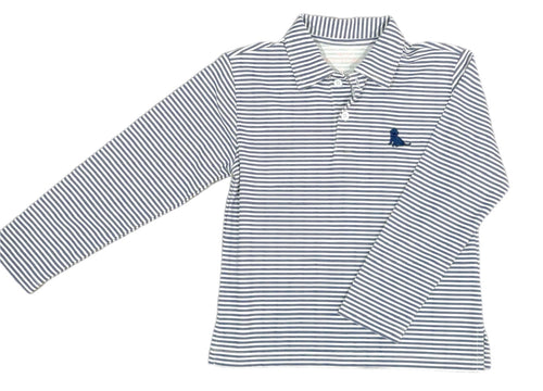 Boys Basics Patton Long Sleeve Polo, Navy & White Stripe