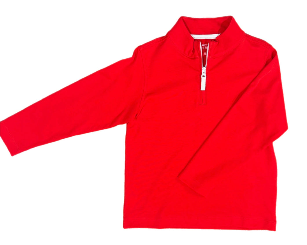 Boys Basics Samuel Zip Up, Red w/ White Accents