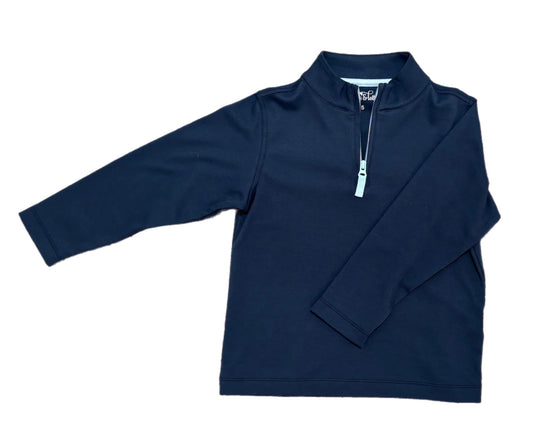 Boys Basics Samuel Zip Up, Navy w/ Light Blue Accents