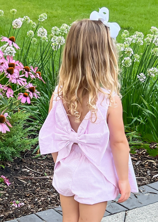 Lottie Bloomer/Banded Short Set, Pink Check Seersucker (Ready to Ship)