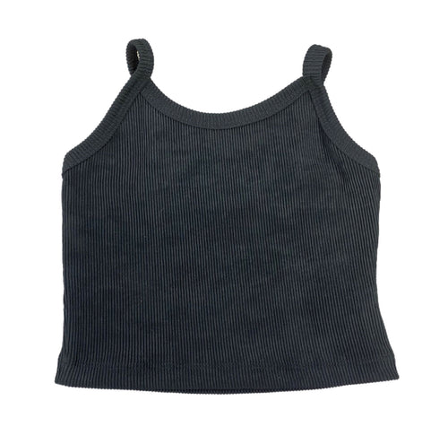 Athleisure Short Ribbed Top, Black (Ready to Ship)