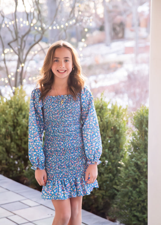 Smocked Dress, Fall Floral BE
