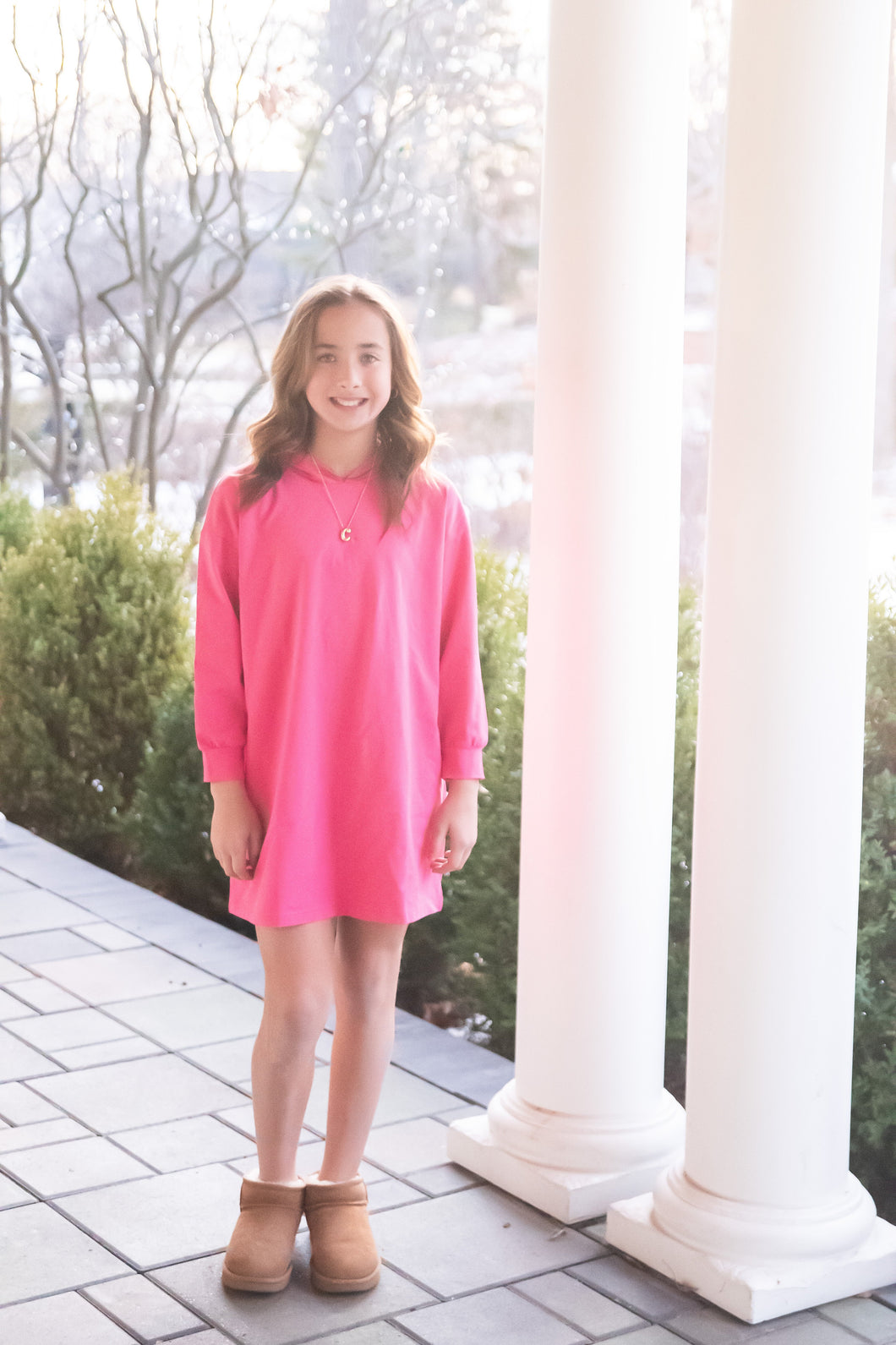 Hot Pink Sweatshirt Dress, Athleisure Set BE