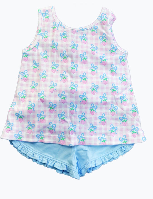 Kinley Knot Ruffle Short Set, Berry Special ONLINE