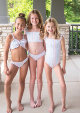 Two Piece Ruffled Shoulder Swim, Pastel Stripe BE