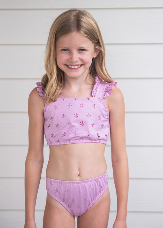 Two Piece Swim, Lavender Eyelet BE (Ready to Ship)