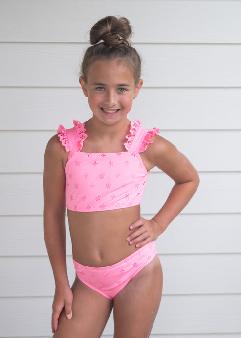 Two Piece Swim, Pink Eyelet BE