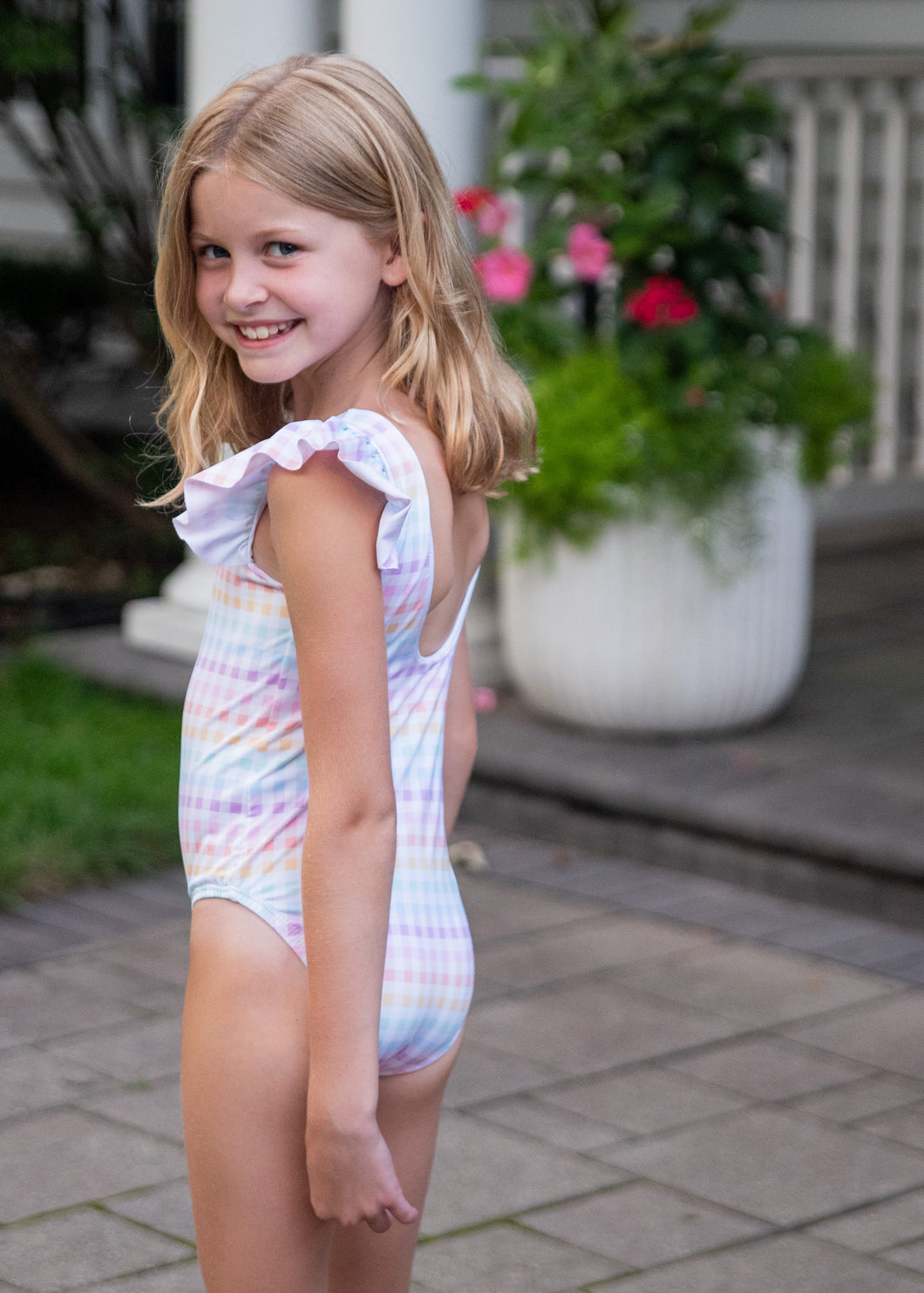 One Piece Swim, Pastel Check BE