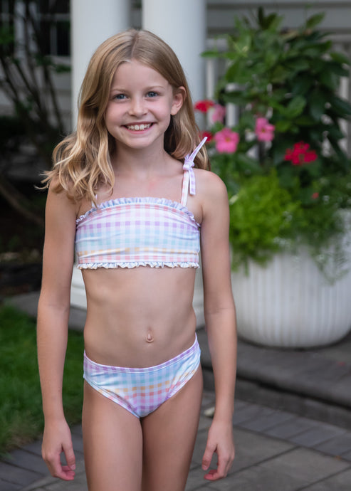Two Piece Swim, Pastel Check BE