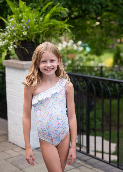 One Piece One Shoulder Swim, Floral Swim BE