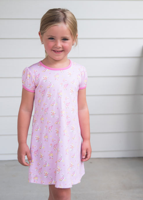Knit Play Dress, Pink Floral Play Dress